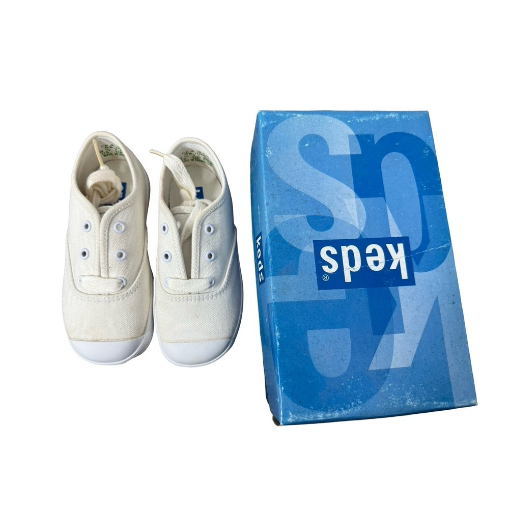 Vintage Keds size‎ 8 1/2 white canvas shoes kids preschool